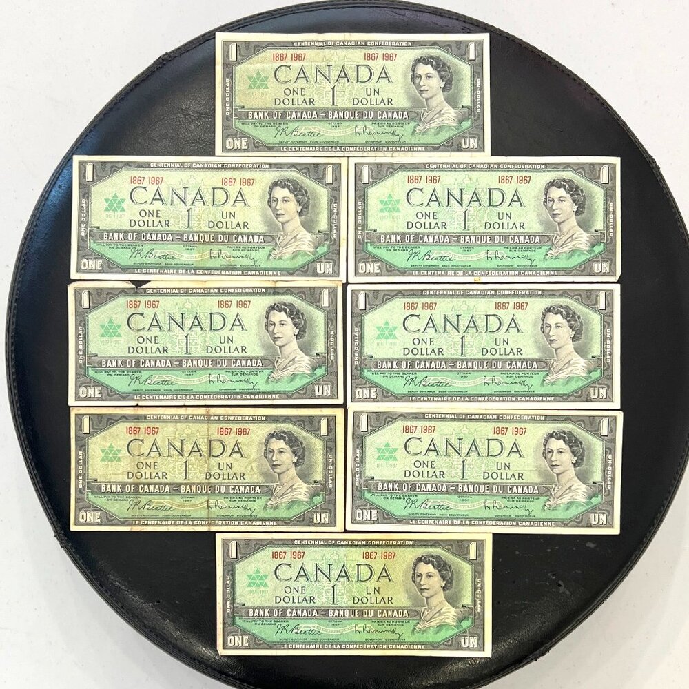 Bank of Canada 8 x 1967 Centennial 1867 1967 $1 Bills!